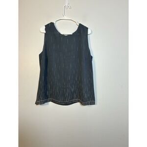 due per due silk Tank blouse Sz 14W‎ Dark Navy Blue Office Preppy Career Vintage